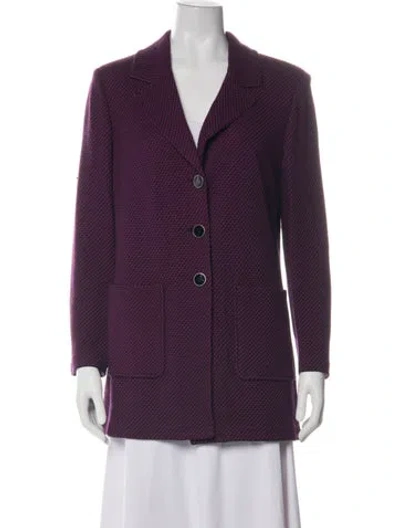 Pre-owned St John Wool Tweed Pattern Blazer In Purple