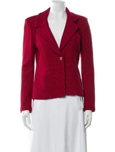 Pre-owned St John Wool Tweed Pattern Blazer In Red