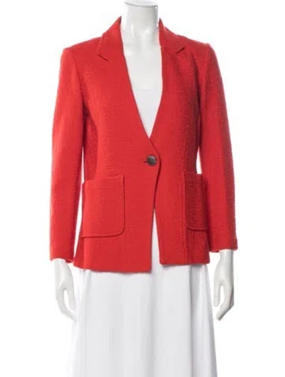 Pre-owned St John Wool Tweed Pattern Blazer In Red