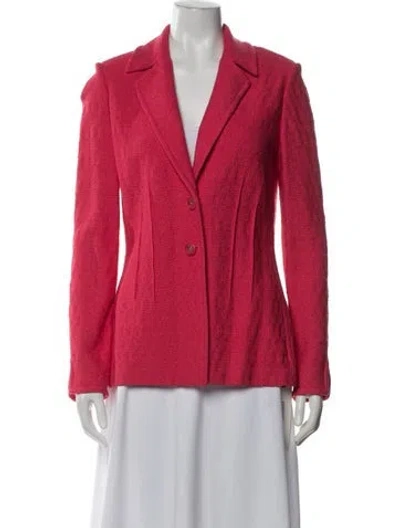 Pre-owned St John Wool Tweed Pattern Blazer In Red