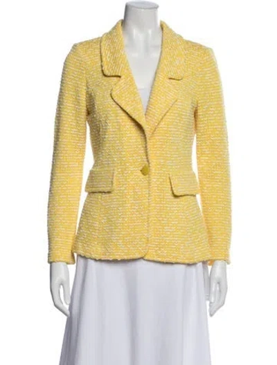 Pre-owned St John Wool Tweed Pattern Blazer In Yellow