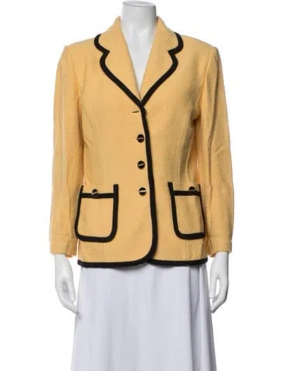 Pre-owned St John Wool Tweed Pattern Blazer In Yellow