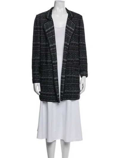 Pre-owned St John Wool Tweed Pattern Coat In Black