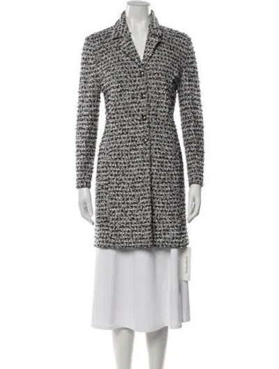 Pre-owned St John Wool Tweed Pattern Coat In Black/white