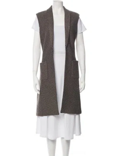 Pre-owned St John Wool Tweed Pattern Coat In Grey