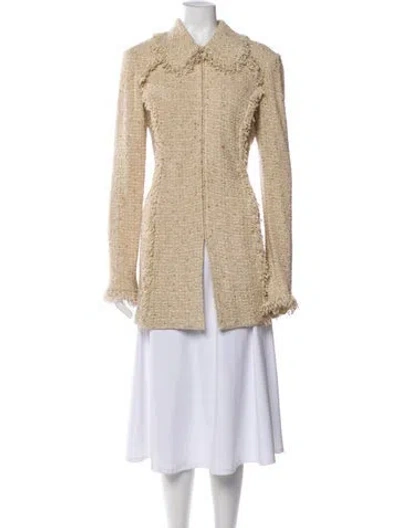 Pre-owned St John Wool Tweed Pattern Coat In Neutral
