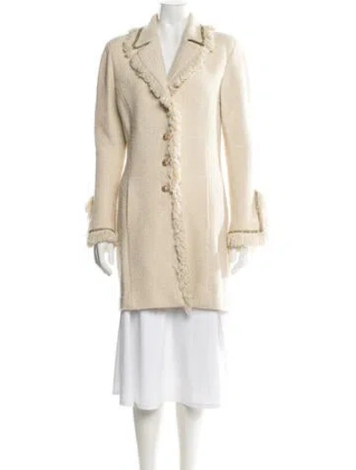Pre-owned St John Wool Tweed Pattern Coat In Neutral