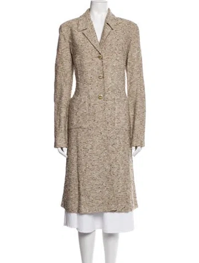 Pre-owned St John Wool Tweed Pattern Coat In Neutrals