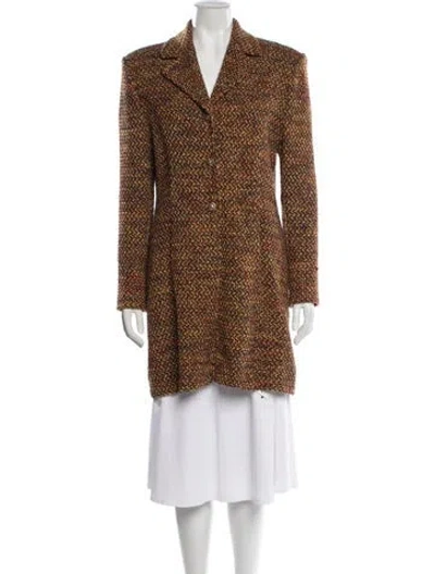 Pre-owned St John Wool Tweed Pattern Coat In Orange