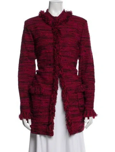 Pre-owned St John Wool Tweed Pattern Coat In Red