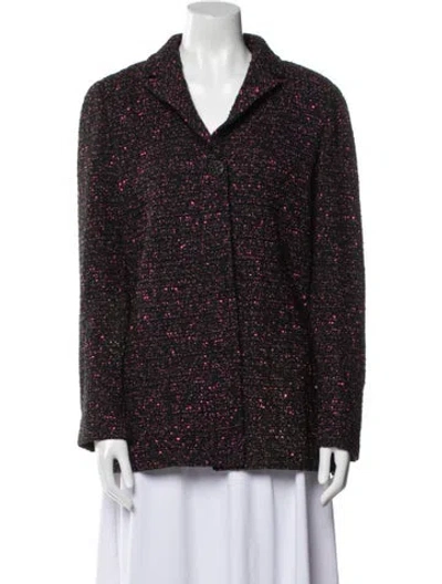 Pre-owned St John Wool Tweed Pattern Coat W/ Tags In Black