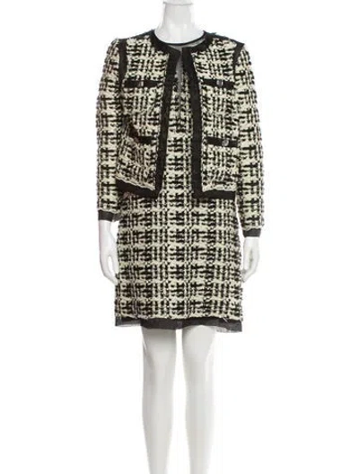 Pre-owned St John Wool Tweed Pattern Dress Set In Multi
