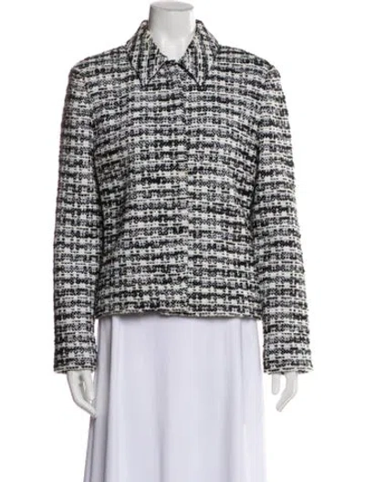 Pre-owned St John Wool Tweed Pattern Evening Jacket In Black