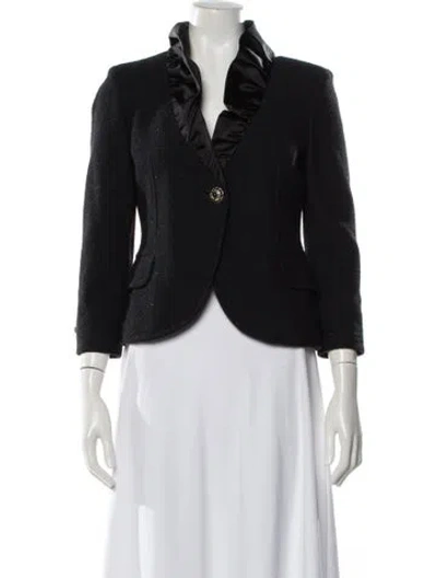 Pre-owned St John Wool Tweed Pattern Evening Jacket In Black