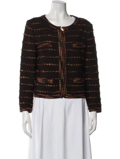Pre-owned St John Wool Tweed Pattern Evening Jacket In Brown