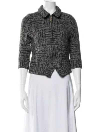 Pre-owned St John Wool Tweed Pattern Evening Jacket In Gray