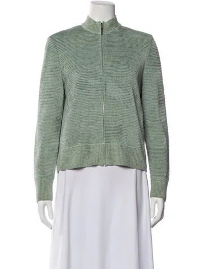 Pre-owned St John Wool Tweed Pattern Evening Jacket In Green