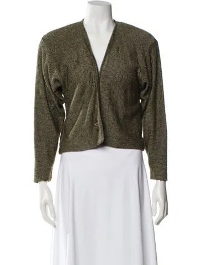 Pre-owned St John Wool Tweed Pattern Evening Jacket In Green