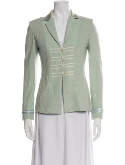Pre-owned St John Wool Tweed Pattern Evening Jacket In Green