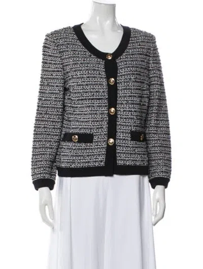 Pre-owned St John Wool Tweed Pattern Evening Jacket In Multi