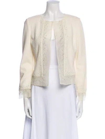 Pre-owned St John Wool Tweed Pattern Evening Jacket In Neutral