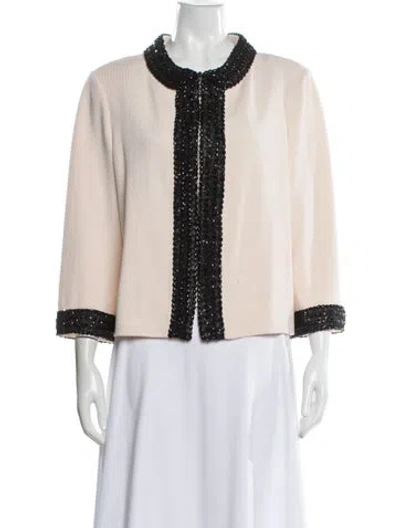 Pre-owned St John Wool Tweed Pattern Evening Jacket In Neutral