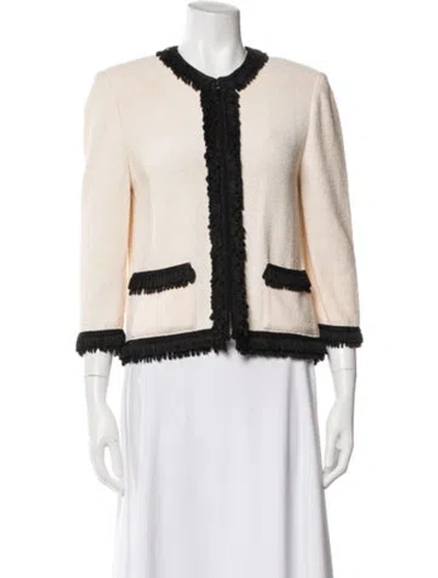 Pre-owned St John Wool Tweed Pattern Evening Jacket In Neutral