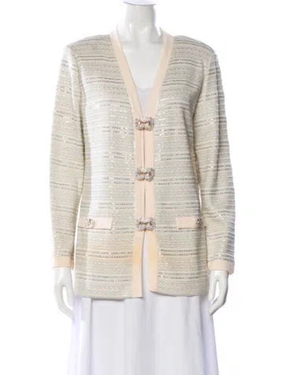 Pre-owned St John Wool Tweed Pattern Evening Jacket In Neutral