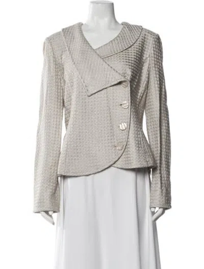 Pre-owned St John Wool Tweed Pattern Evening Jacket In Neutral