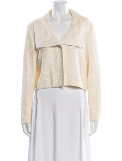 Pre-owned St John Wool Tweed Pattern Evening Jacket In Neutral