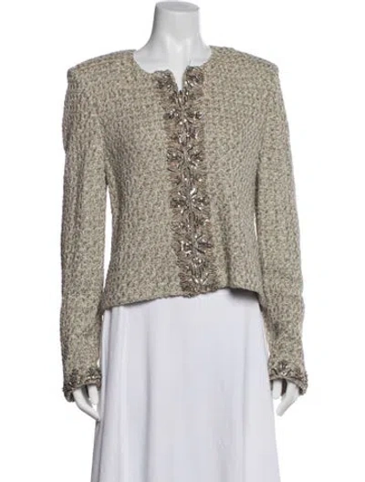 Pre-owned St John Wool Tweed Pattern Evening Jacket In Neutrals
