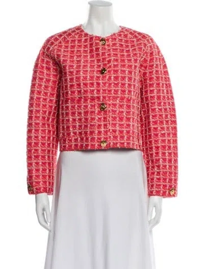 Pre-owned St John Wool Tweed Pattern Evening Jacket In Orange