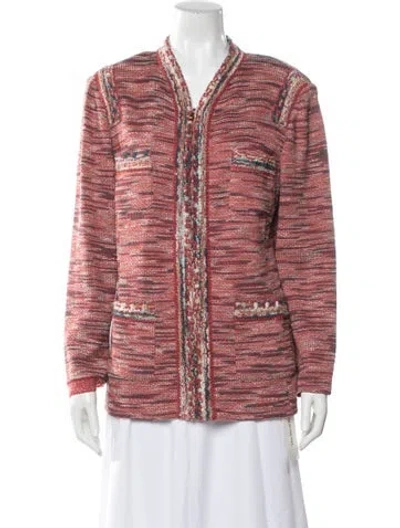 Pre-owned St John Wool Tweed Pattern Evening Jacket In Pink