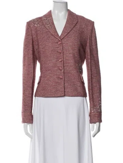Pre-owned St John Wool Tweed Pattern Evening Jacket In Pink