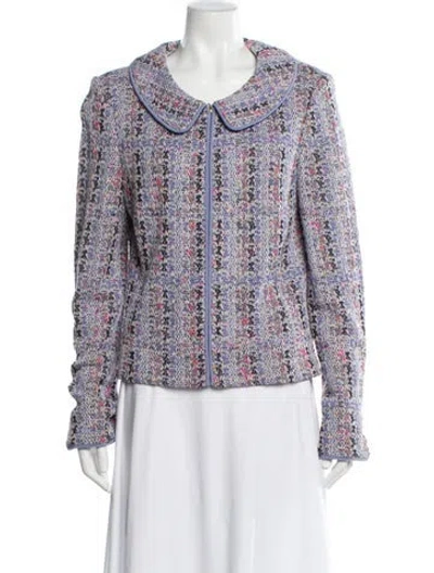 Pre-owned St John Wool Tweed Pattern Evening Jacket In Purple