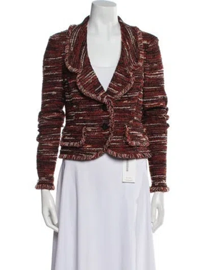 Pre-owned St John Wool Tweed Pattern Evening Jacket In Red