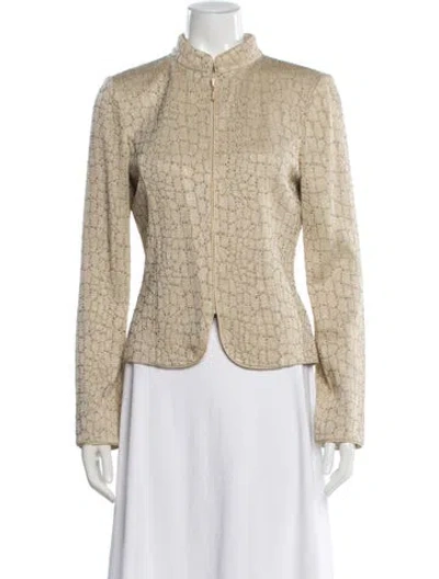 Pre-owned St John Wool Tweed Pattern Evening Jacket W/ Tags In Neutral