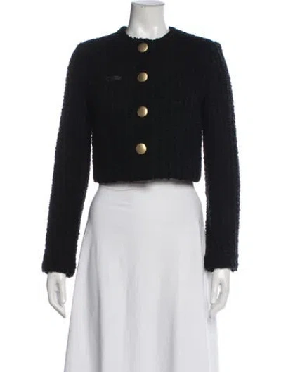 Pre-owned St John Wool Tweed Pattern Jacket In Black