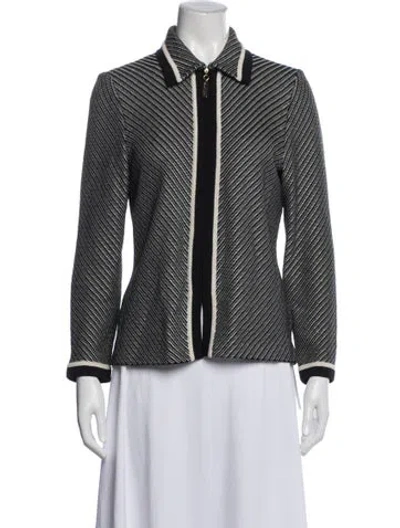 Pre-owned St John Wool Tweed Pattern Jacket In Black