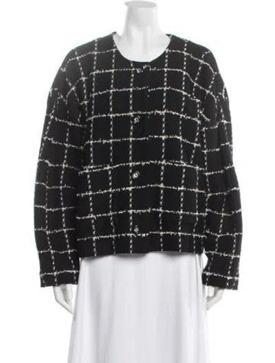 Pre-owned St John Wool Tweed Pattern Jacket In Black