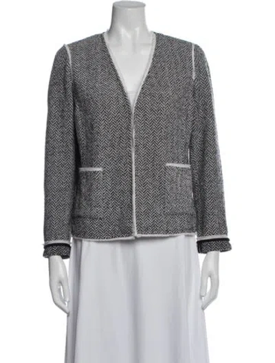 Pre-owned St John Wool Tweed Pattern Jacket In Black