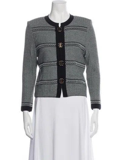 Pre-owned St John Wool Tweed Pattern Jacket In Black