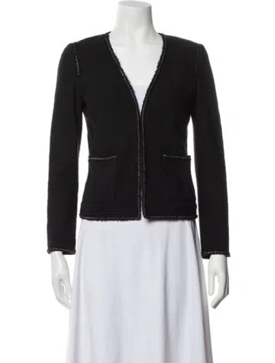 Pre-owned St John Wool Tweed Pattern Jacket In Black
