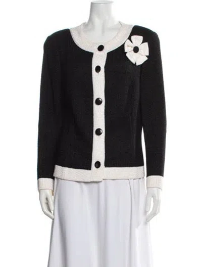 Pre-owned St John Wool Tweed Pattern Jacket In Black