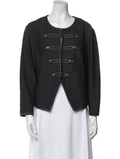 Pre-owned St John Wool Tweed Pattern Jacket In Gray