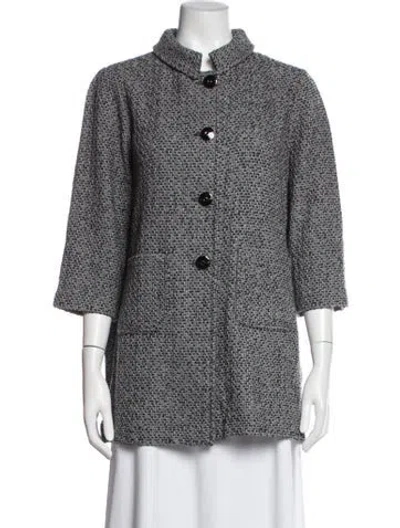 Pre-owned St John Wool Tweed Pattern Jacket In Gray