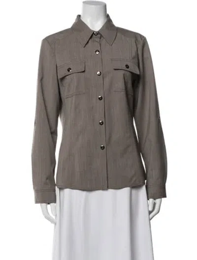 Pre-owned St John Wool Tweed Pattern Jacket In Gray