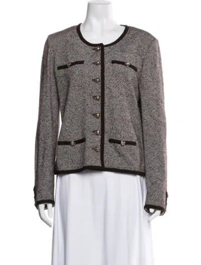 Pre-owned St John Wool Tweed Pattern Jacket In Multi