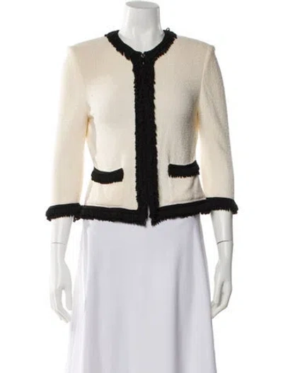 Pre-owned St John Wool Tweed Pattern Jacket In Neutral