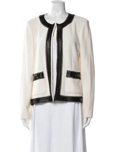 Pre-owned St John Wool Tweed Pattern Jacket In Neutral